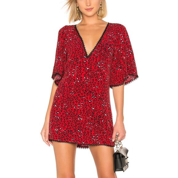 Lovers and Friends Women's Size XS Red Sahara Cheetah Print Jason Mini Dress NWT - Picture 1 of 12